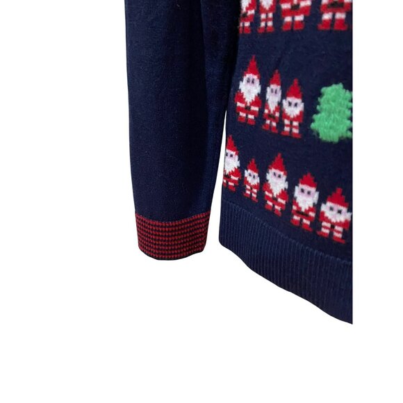 Talbots Womens Medium Holiday Wool Sweater With Santa & Tree Pattern - Picture 3 of 6